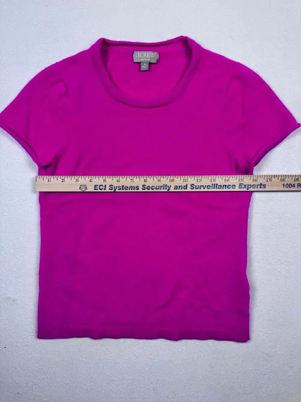 J.Crew Women's Hot Pink Short Sleeve Cashmere Knit Crew Neck Sweater